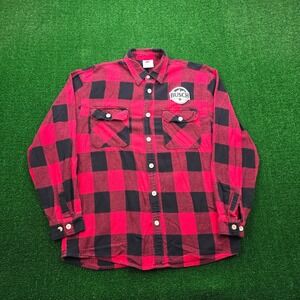 Busch Flannel Shirt Mens Large Red Buffalo Plaid Button Up Lightweight Rothco